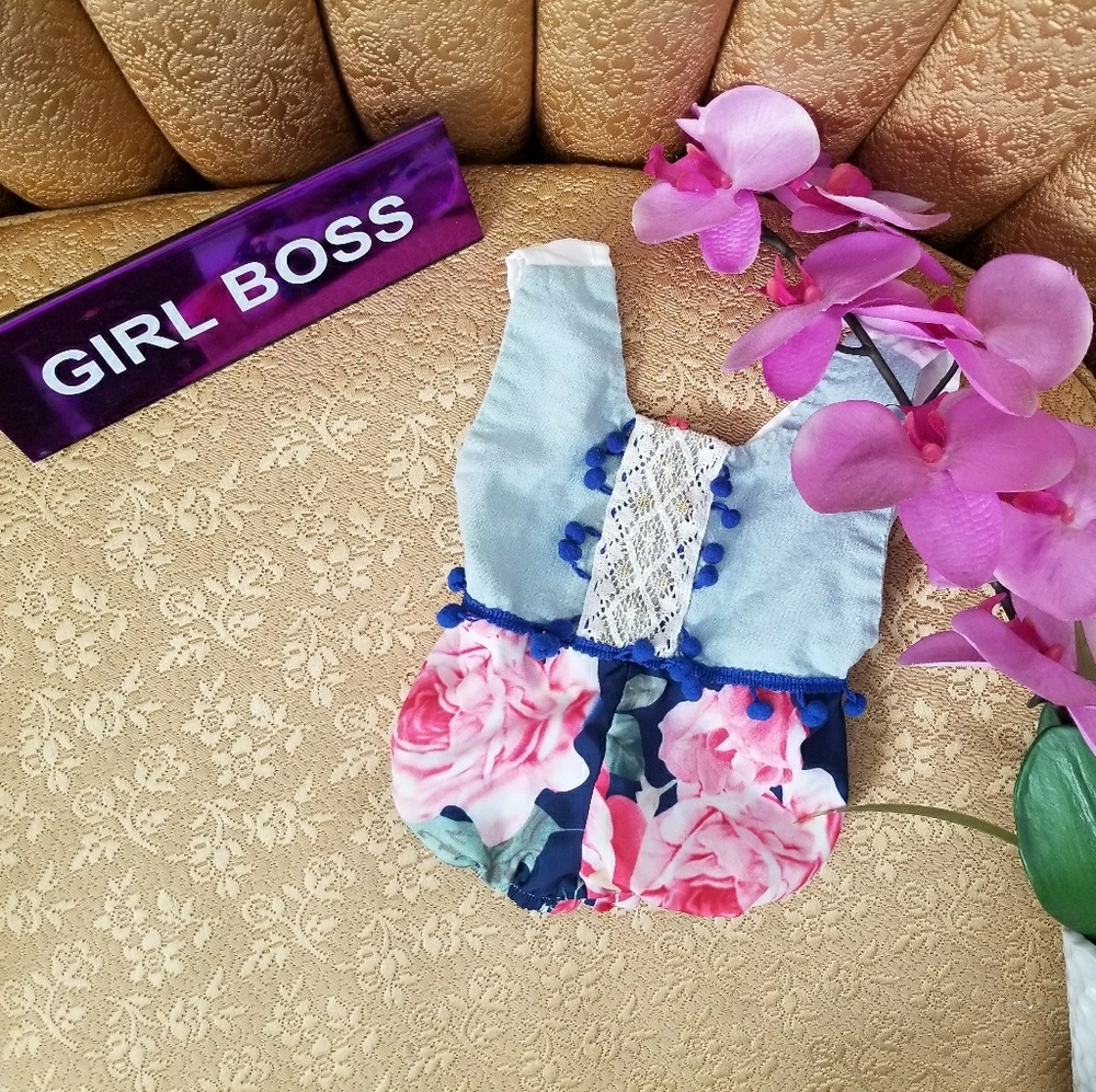 Backless Baby Girl Romper